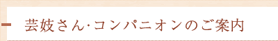 芸妓さん・コンパニオンのご案内