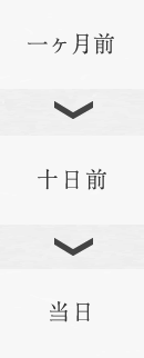 一ヶ月前　→　十日前　→　当日